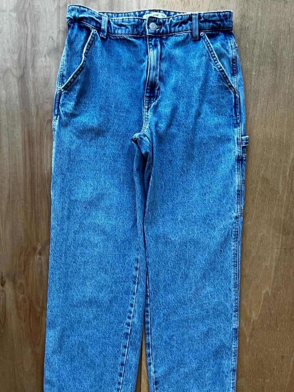 PULL & BEAR WIDE LEG CARPENTER JEANS WOMEN’S sz 8 Blue High Rise Denim